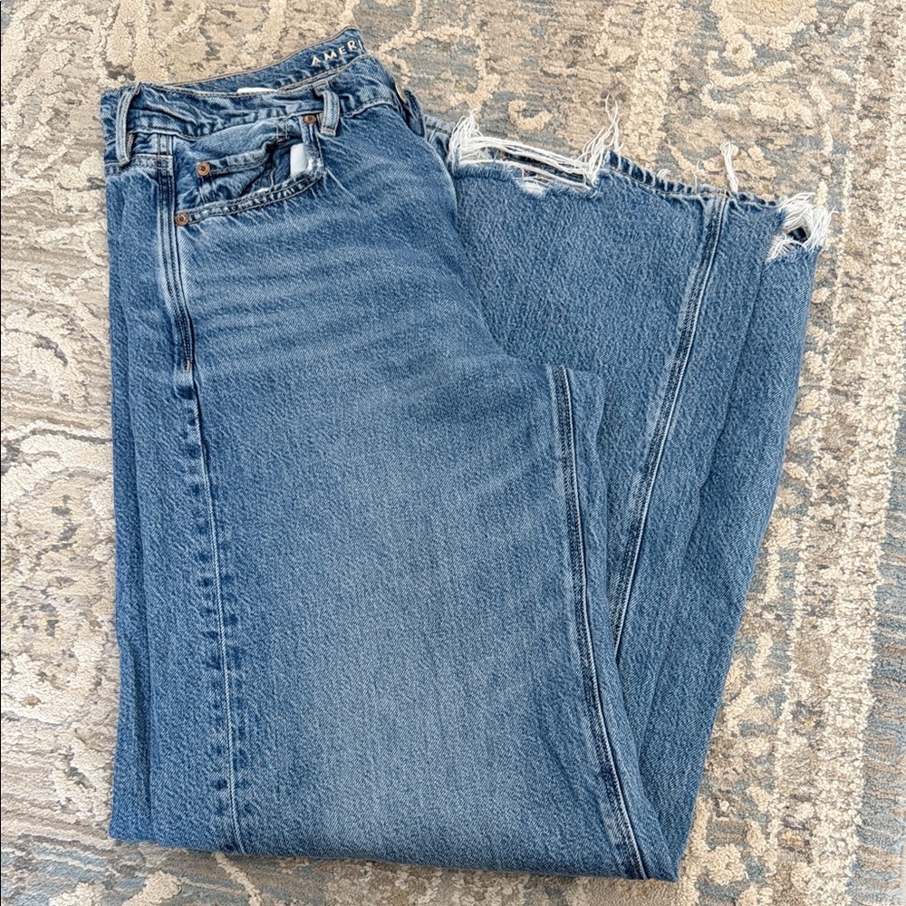 American Eagle Outfitters Distressed Blue Flare Jeans